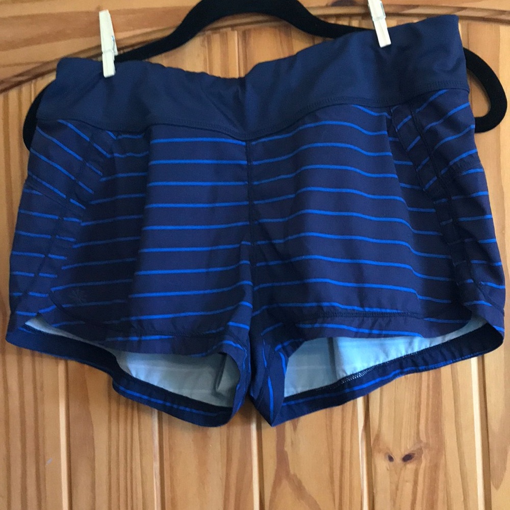 Athleta blue striped shorts